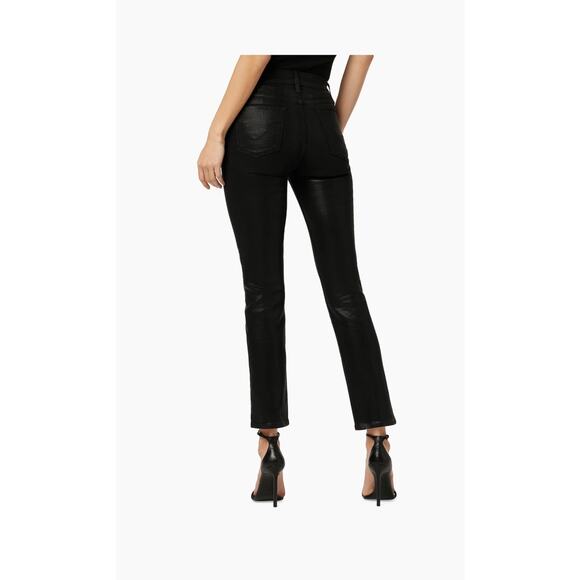 Hudson Women Barbara Black Coated Jeans High Rise Straight Leg Ankle 32 - Picture 5 of 9